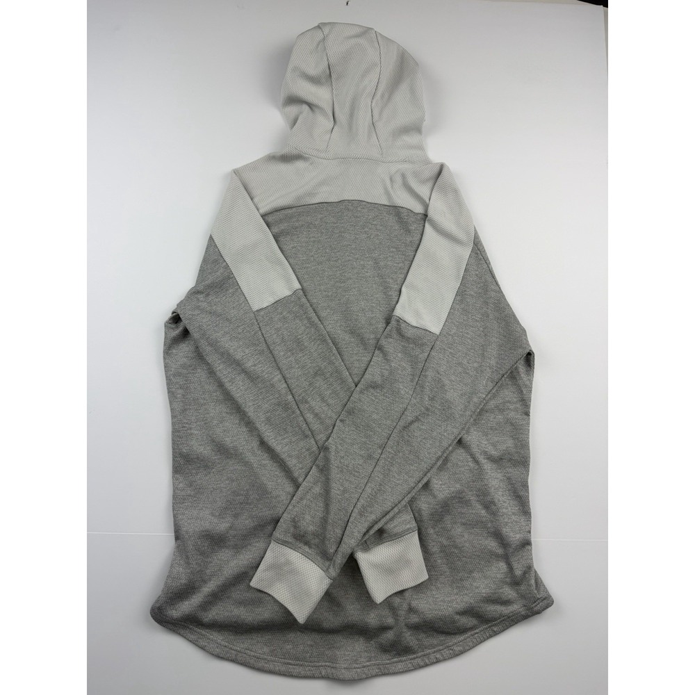 Adidas Hoodie Pullover Sweatshirt Gray White Colorblock Fleece Lined Men's XL - Picture 2 of 9
